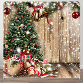 Aperturee - Aperturee Snowy Wooden Christmas vibe tension fabric Backdrop